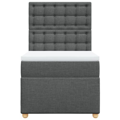 Bed Frame with Mattress Set Spring Box Base Dark Grey King Single Fabric - Image 4