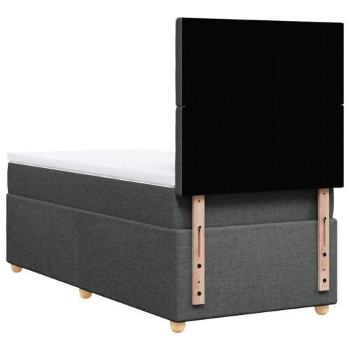 Bed Frame with Mattress Set Spring Box Base Dark Grey King Single Fabric - Image 6