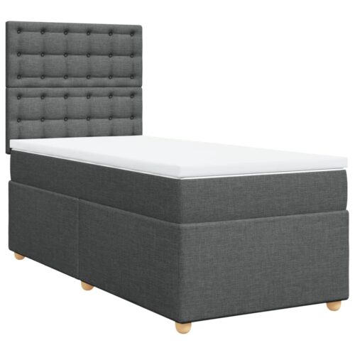 Bed Frame with Mattress Set Spring Box Base Dark Grey King Single Fabric - Image 13