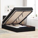Storage Bed Frame with Mattress Set Lift Base Platform Black King Single Velvet