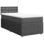 Bed Frame with Mattress Set Spring Box Base Dark Grey King Single Fabric