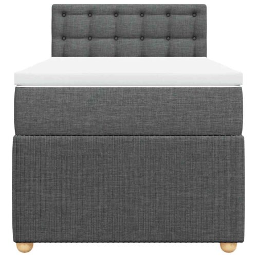Bed Frame with Mattress Set Spring Box Base Dark Grey King Single Fabric - Image 4