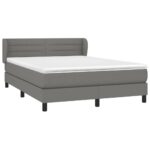 Bed Frame with Mattress Set Spring Base Dark Grey 137x187cm Double Size Fabric