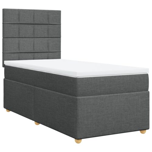 Bed Frame with Mattress Set Spring Box Base Dark Grey King Single Fabric