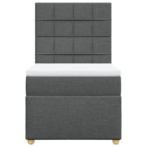 Bed Frame with Mattress Set Spring Box Base Dark Grey King Single Fabric - Image 4