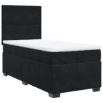 Bed Frame with Mattress Set Spring Box Base Black King Single Velvet