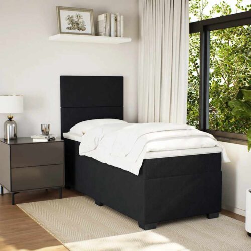 Bed Frame with Mattress Set Spring Box Base Black King Single Velvet - Image 3