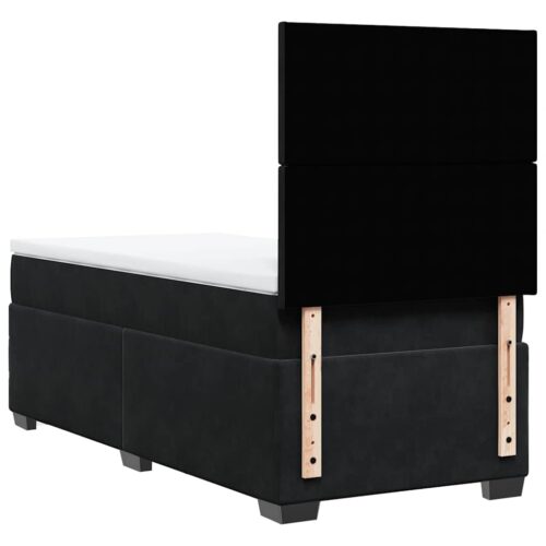 Bed Frame with Mattress Set Spring Box Base Black King Single Velvet - Image 6