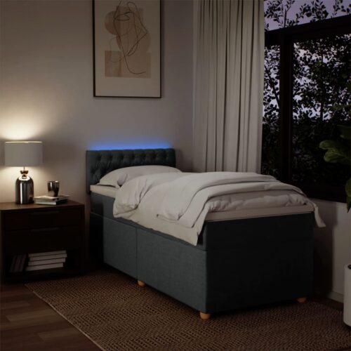 Bed Frame with Mattress Set Spring Box Base Dark Grey King Single Fabric - Image 5