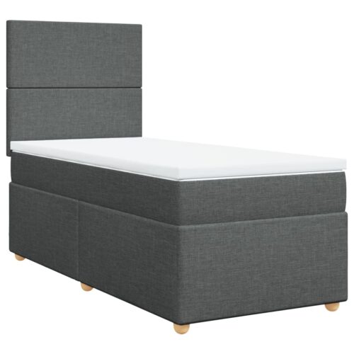 Bed Frame with Mattress Set Spring Box Base Dark Grey King Single Fabric