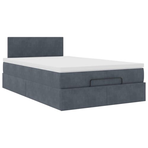 LED Lights Storage Bed Frame with Mattress Set Base Dark Grey King Single Velvet - Image 5