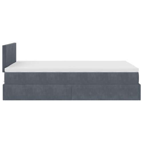 LED Lights Storage Bed Frame with Mattress Set Base Dark Grey King Single Velvet - Image 9