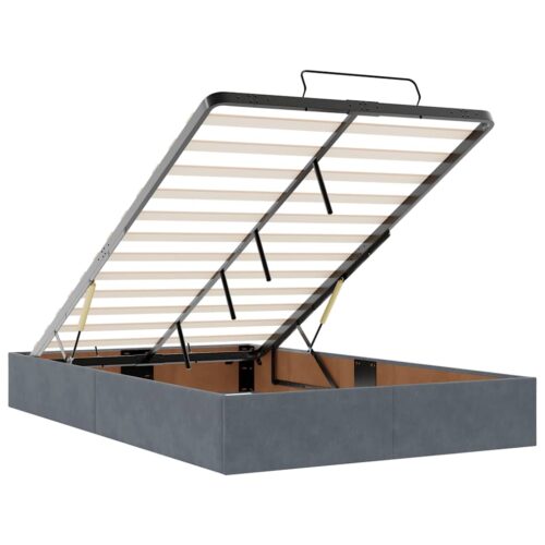 LED Lights Storage Bed Frame with Mattress Set Base Dark Grey King Single Velvet - Image 11
