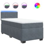 Bed Frame with Mattress Set Spring Box Base Dark Grey King Single Fabric