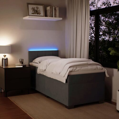 Bed Frame with Mattress Set Spring Box Base Dark Grey King Single Fabric - Image 5