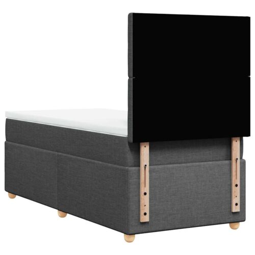 Bed Frame with Mattress Set Spring Box Base Dark Grey King Single Fabric - Image 8