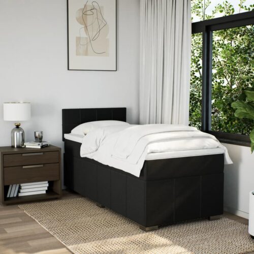 Bed Frame with Mattress Set Spring Box Base Black King Single Fabric - Image 4