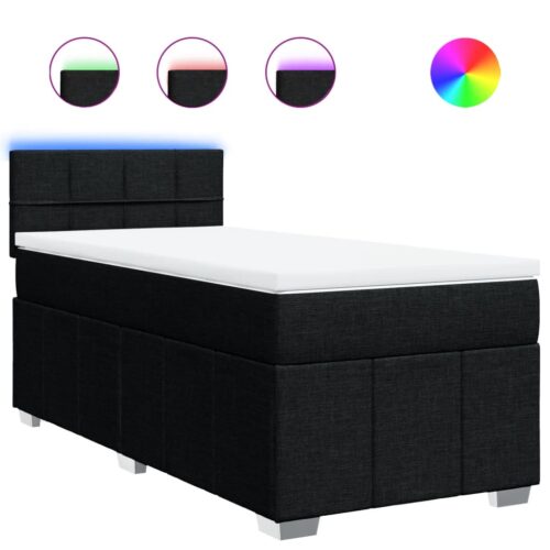 Bed Frame with Mattress Set Spring Box Base Black King Single Fabric - Image 13