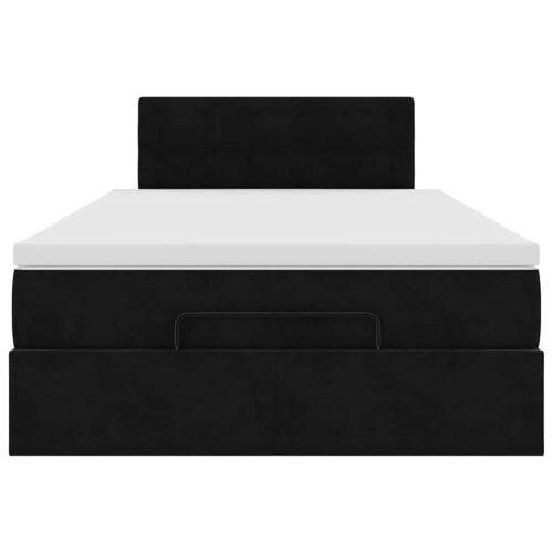 LED Lights Storage Bed Frame with Mattress Set Lift Base Black King Single Velvet - Image 8