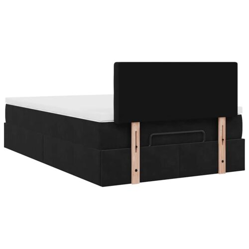 LED Lights Storage Bed Frame with Mattress Set Lift Base Black King Single Velvet - Image 12