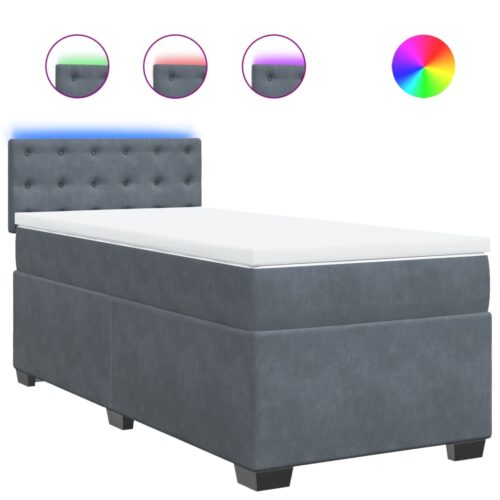 Bed Frame with Mattress Set Spring Box Base Dark Grey King Single Fabric - Image 13