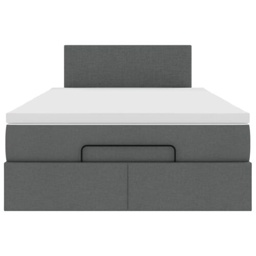 LED Lights Storage Bed Frame with Mattress Set Base Dark Grey King Single Fabric - Image 8