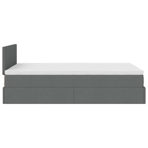 LED Lights Storage Bed Frame with Mattress Set Base Dark Grey King Single Fabric - Image 11