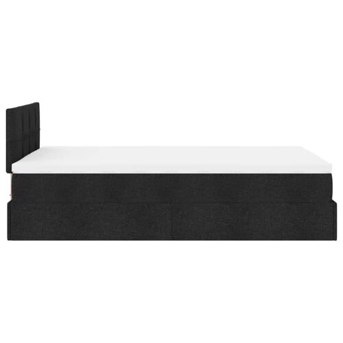 LED Lights Storage Bed Frame with Mattress Set Lift Base Black King Single Fabric - Image 11