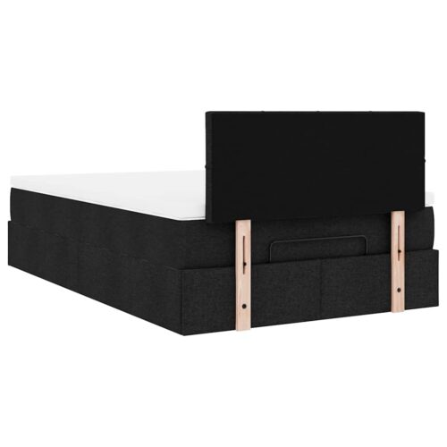 LED Lights Storage Bed Frame with Mattress Set Lift Base Black King Single Fabric - Image 12