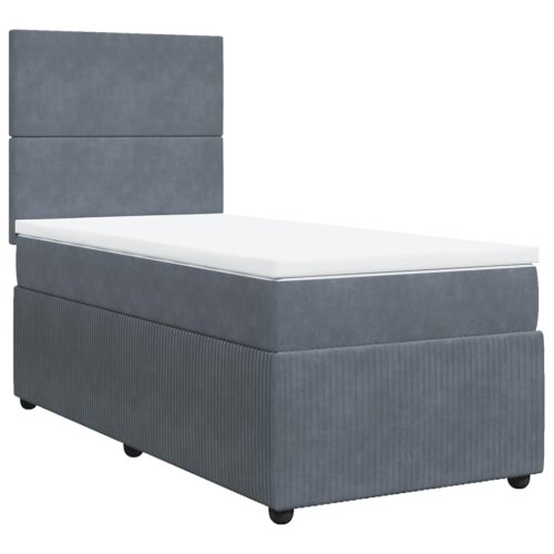 Bed Frame with Mattress Set Spring Box Base Dark Grey King Single Velvet