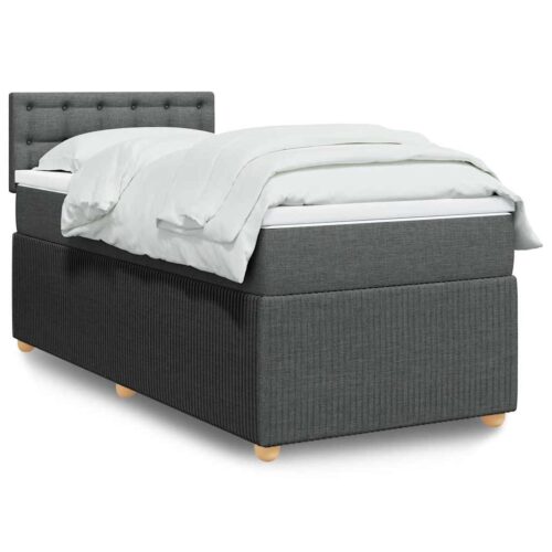 Bed Frame with Mattress Set Spring Box Base Light Grey King Single Fabric - Image 2