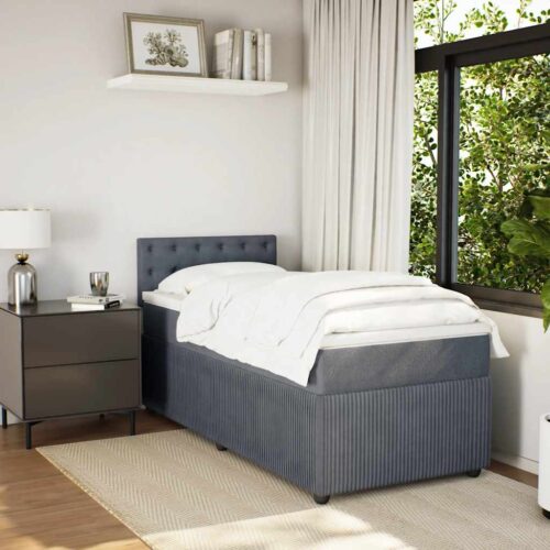 Bed Frame with Mattress Set Spring Box Base Light Grey King Single Fabric - Image 4