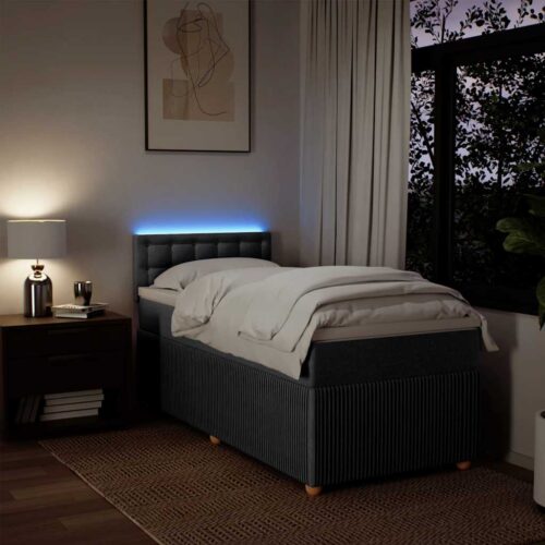 Bed Frame with Mattress Set Spring Box Base Light Grey King Single Fabric - Image 5