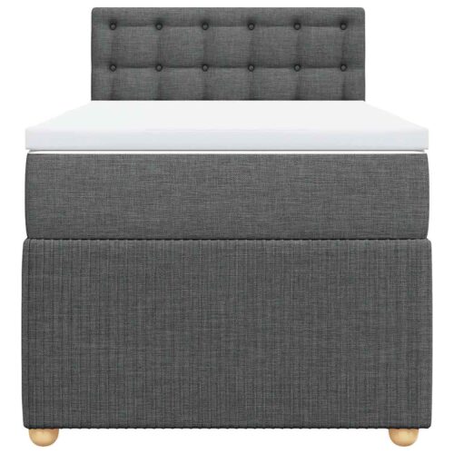 Bed Frame with Mattress Set Spring Box Base Light Grey King Single Fabric - Image 6