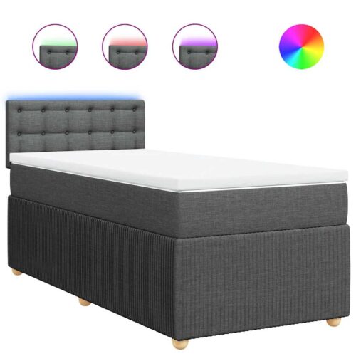 Bed Frame with Mattress Set Spring Box Base Light Grey King Single Fabric - Image 13