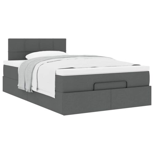 Storage Bed Frame with Mattress Set Lift Under Base Dark Grey King Single Fabric - Image 5
