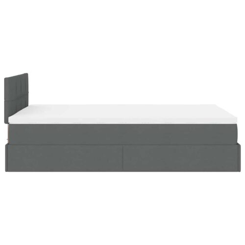 Storage Bed Frame with Mattress Set Lift Under Base Dark Grey King Single Fabric - Image 10