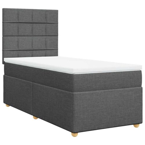Bed Frame with Mattress Set Spring Box Base Dark Grey King Single Fabric - Image 3