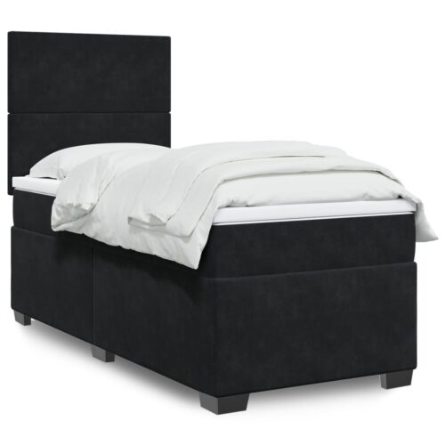 Bed Frame with Mattress Set Spring Box Base Black King Single Velvet - Image 2