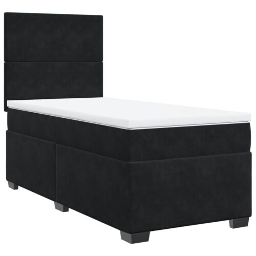 Bed Frame with Mattress Set Spring Box Base Black King Single Velvet - Image 3