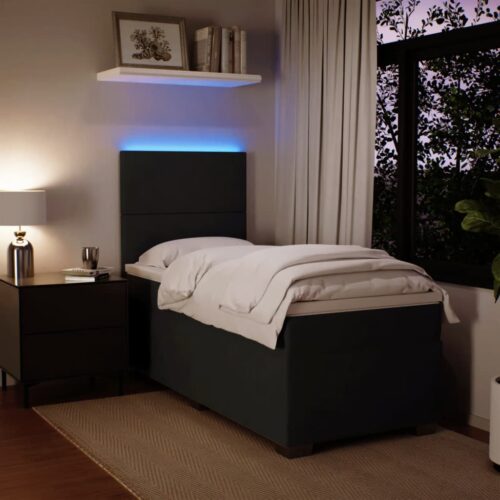 Bed Frame with Mattress Set Spring Box Base Black King Single Velvet - Image 4