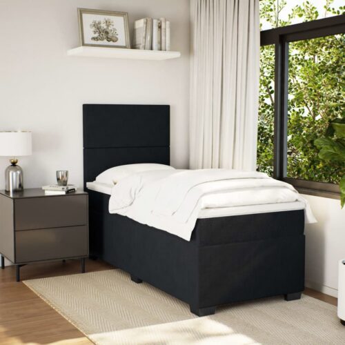 Bed Frame with Mattress Set Spring Box Base Black King Single Velvet - Image 5
