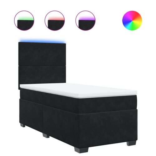 Bed Frame with Mattress Set Spring Box Base Black King Single Velvet - Image 13