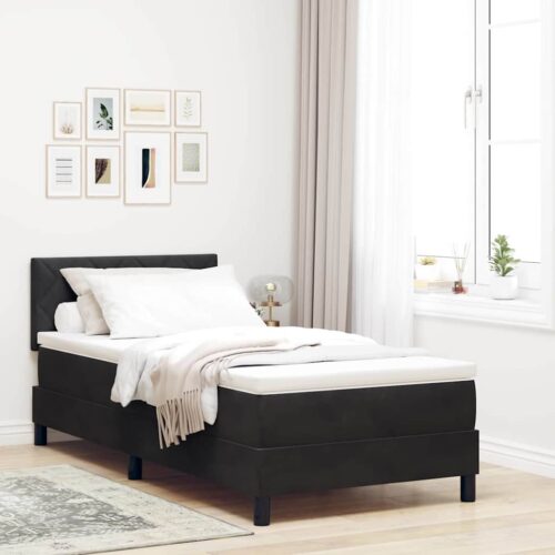 Box Spring Bed Geometric Manual Black, White 203 x 107 x 88cm - Image 2