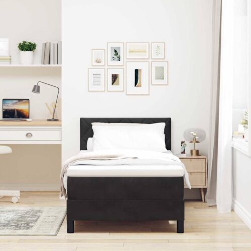 Box Spring Bed Geometric Manual Black, White 203 x 107 x 88cm - Image 5
