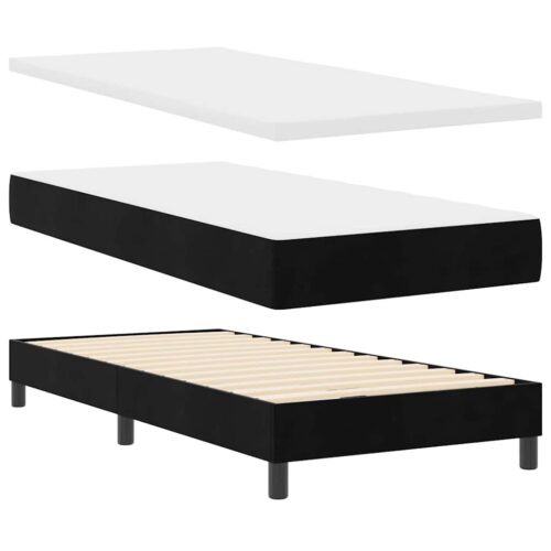 Box Spring Bed Geometric Manual Black, White 203 x 107 x 88cm - Image 6
