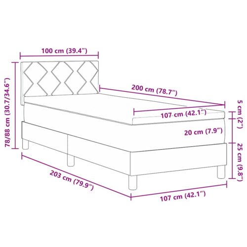 Box Spring Bed Geometric Manual Black, White 203 x 107 x 88cm - Image 12