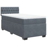 Bed Frame with Mattress Set Spring Box Base Dark Grey King Single Fabric