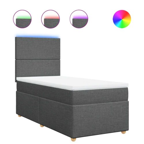 Bed Frame with Mattress Set Spring Box Base Dark Grey King Single Fabric