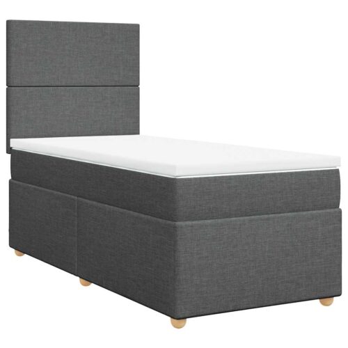 Bed Frame with Mattress Set Spring Box Base Dark Grey King Single Fabric - Image 3